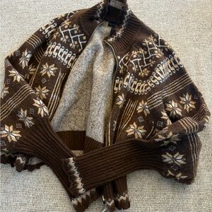 HOUSE OF HARLOW BROWN FAIR ISLE SWEATER